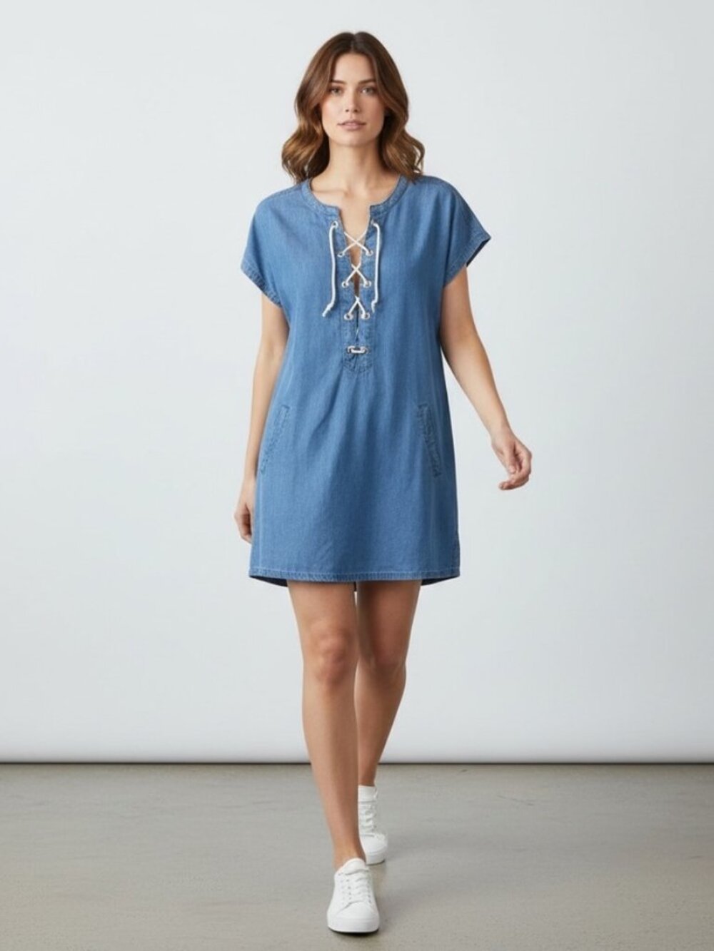 * Swimsuits For All Tencel Blue Lace Up Cover Up Dress Size 10/12